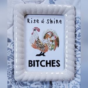 NWOT White photo frame with rooster art